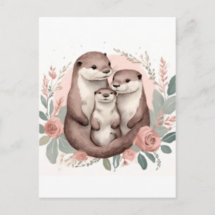 Postal El sabio y el Rosa polvoriento de la familia Otter