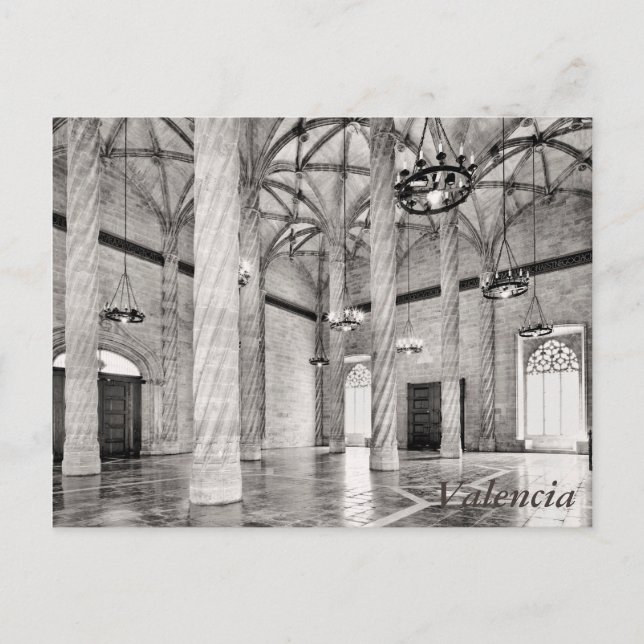 Postal El Salón de las Columnas de Valencia (Anverso)
