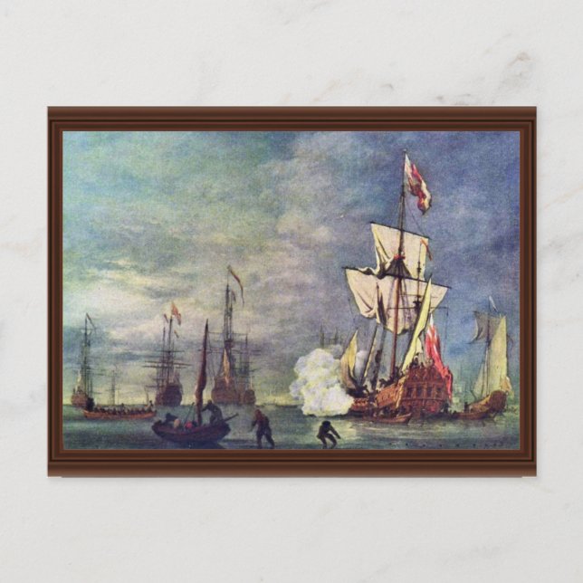 Postal El Saludo De Willem Van De Velde La Joven (Anverso)