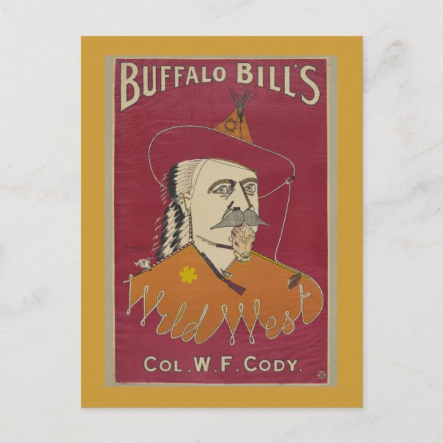 Postal El salvaje Poster occidental de Buffalo Bill 1890 (Anverso)