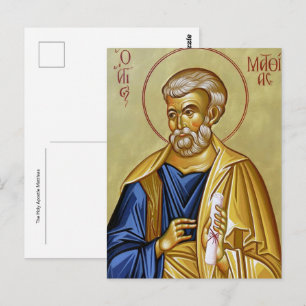 Postal El Santo Apóstol Matías Icono Cristiano Ortodoxo 