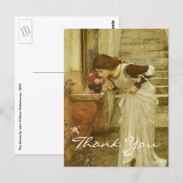Postal El Santuario de John William Waterhouse (Anverso / Reverso)