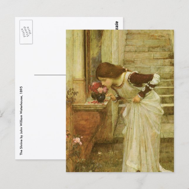 Postal El Santuario de John William Waterhouse (Anverso / Reverso)