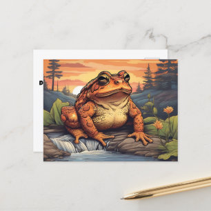 Postal El sapo estadounidense en el agua en curso