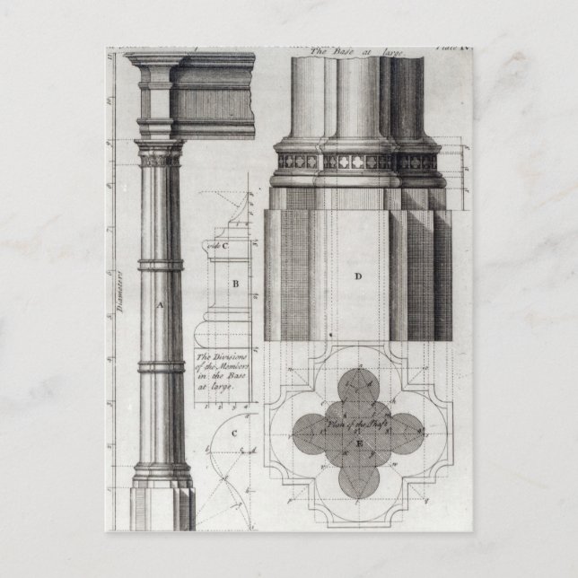 Postal El segundo orden de la arquitectura gótica, 1741 (Anverso)