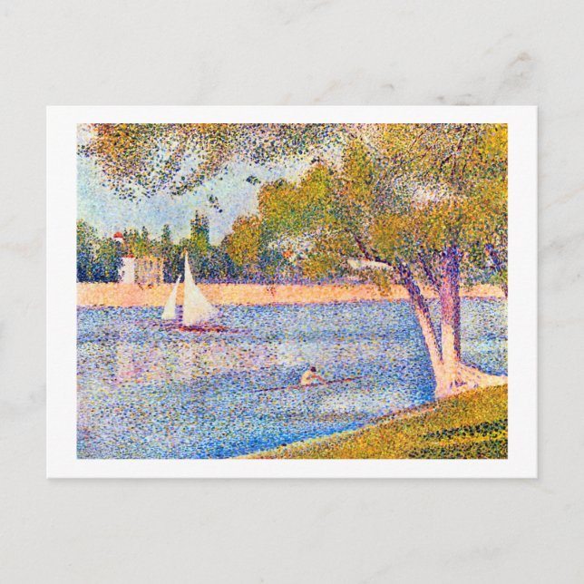 Postal El Sena en La Grande Jatte, Seurat (Anverso)