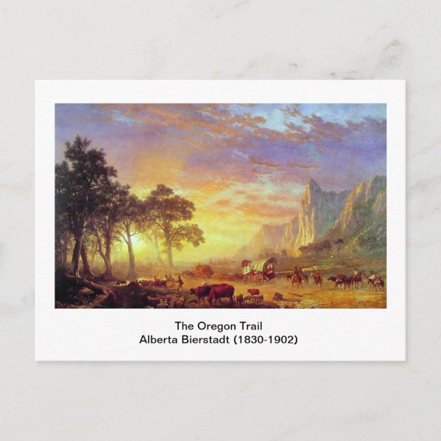 Postal El sendero de Oregón,  Albert Bierstadt (Anverso)