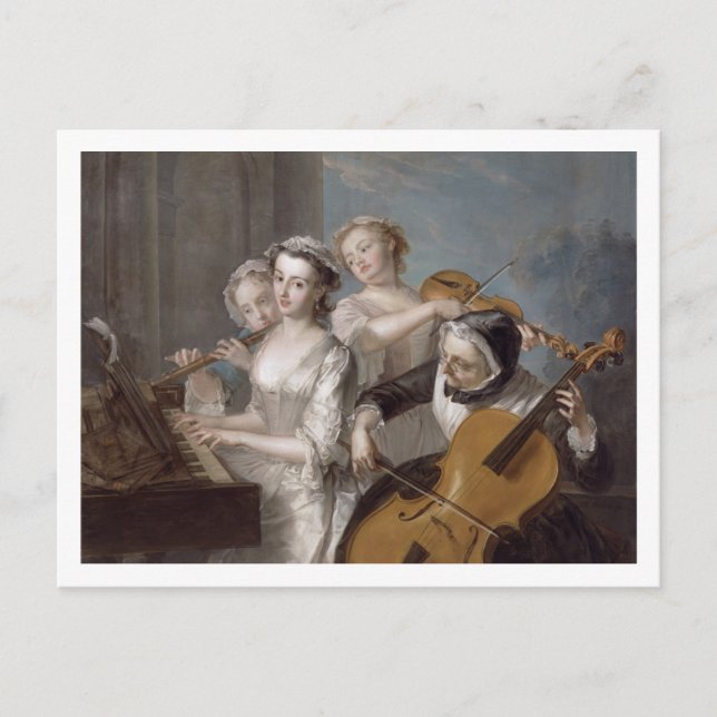 Postal El sentido de la audición, c.1744-7 (aceite sobre  (Anverso)