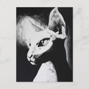 Postal El Sfinx Cat Black & White Original Art