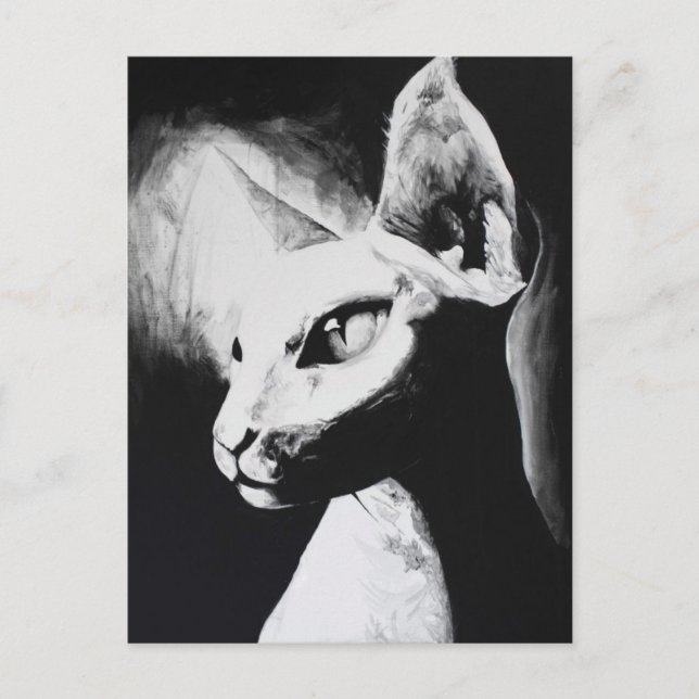 Postal El Sfinx Cat Black & White Original Art (Anverso)