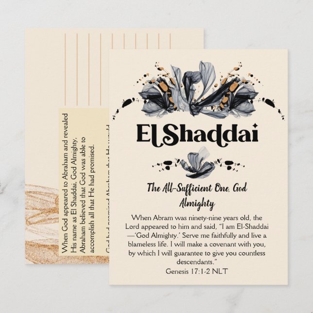 Postal El Shaddai | Nombres de las escrituras devoradoras (Anverso / Reverso)