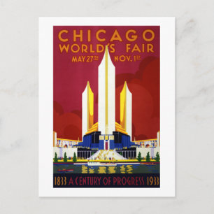 Postal El siglo del progreso de la Feria Mundial de Chica