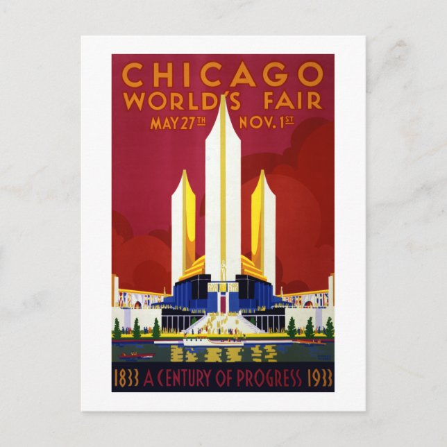 Postal El siglo del progreso de la Feria Mundial de Chica (Anverso)