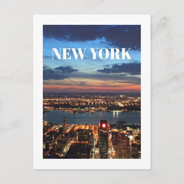 Postal El Skyline Night Lights de la ciudad de Nueva York (Anverso)