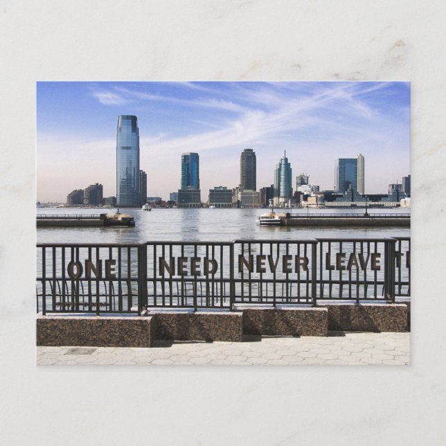 Postal El Skyline One de Jersey City nunca debe salir (Anverso)