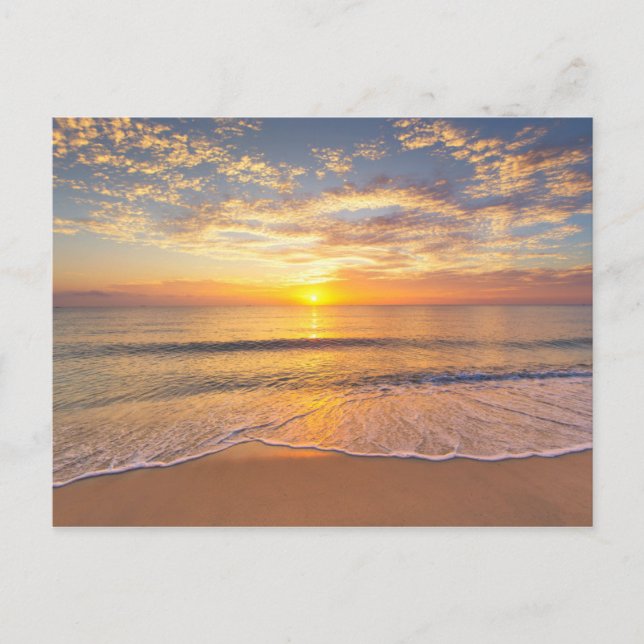 Postal El sol de la mañana en la playa (Anverso)