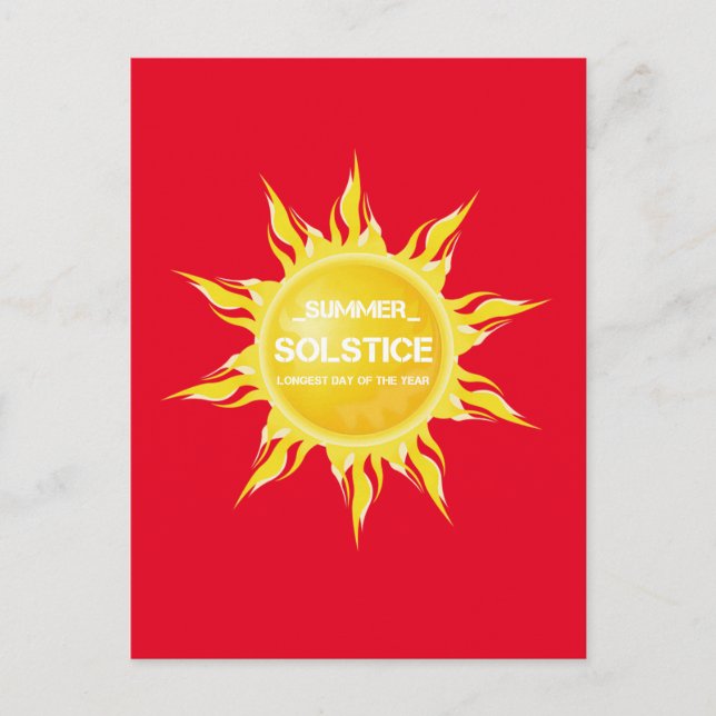 Postal El solsticio rojo de verano es el día más largo de (Anverso)