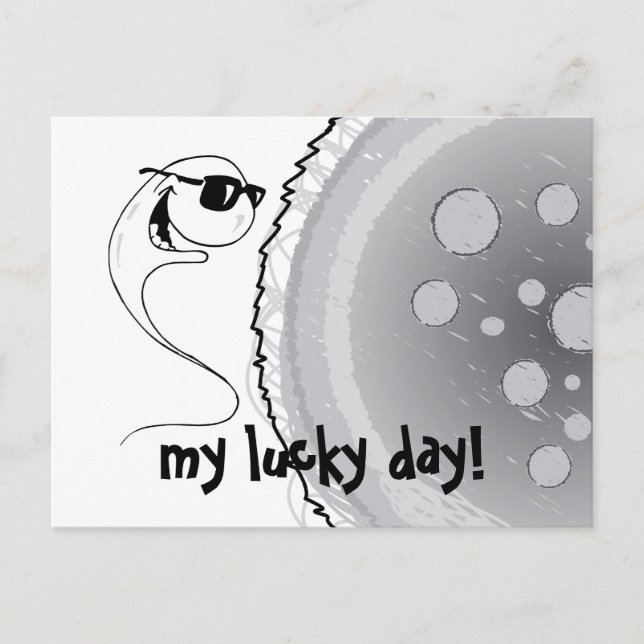 Postal El spermatozoon travieso (Anverso)