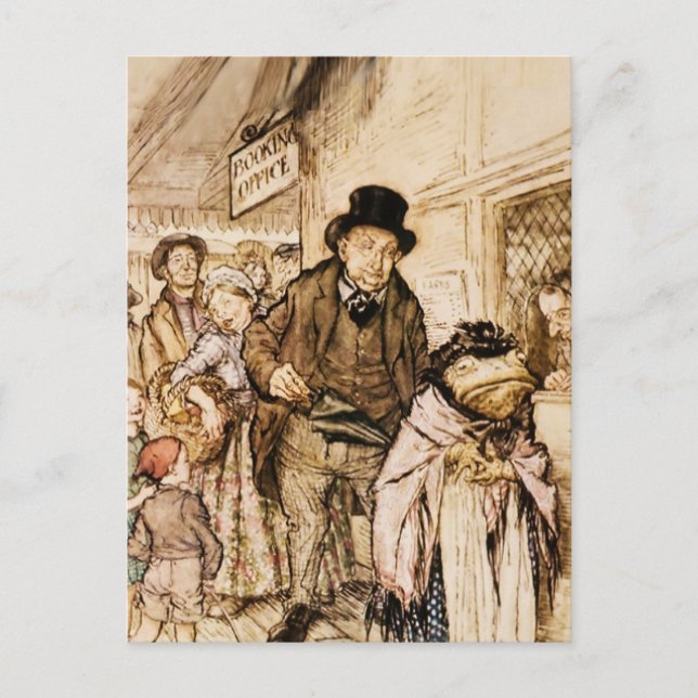 Postal El Sr Toad Compra Un Billete por Arthur Rackham (Anverso)
