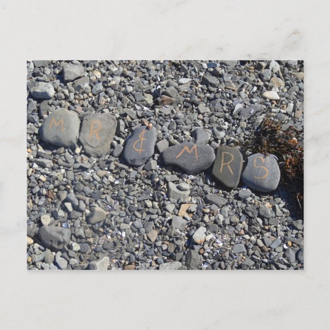 Postal El Sr. y la Sra. Beach Rocks en el Bar Harbour (Anverso)