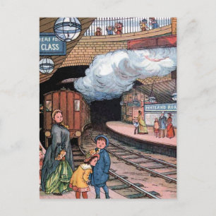 Postal "El subterráneo, Londres" Ilustracion de época