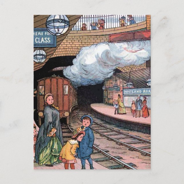Postal "El subterráneo, Londres" Ilustracion de época (Anverso)