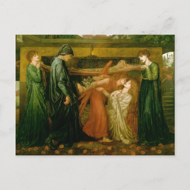 Postal El sueño de Dante por Dante Gabriel Rossetti (Anverso)