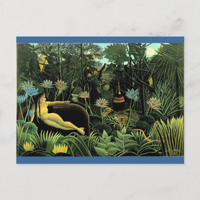 Postal El sueño de Henri Rousseau (1910) (Anverso)