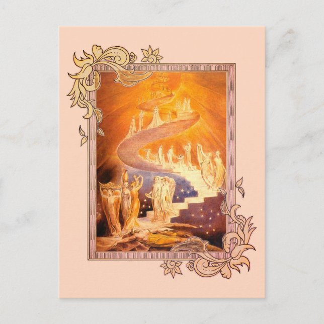Postal El sueño de Jacob de William Blake (Anverso)