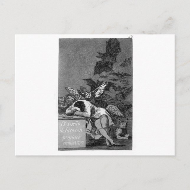 Postal El sueño de la razón produce monstruos de Francisc (Anverso)