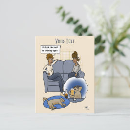 Postal El sueño de perseguir perros