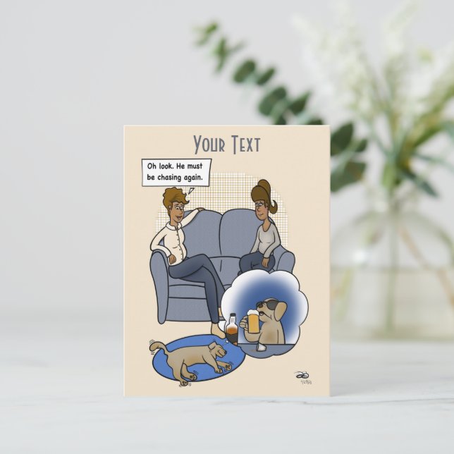 Postal El sueño de perseguir perros (Anverso de pie)