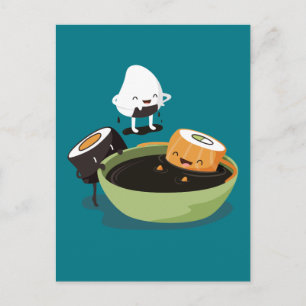 Postal El sushi disfruta del tiempo de baño divertido