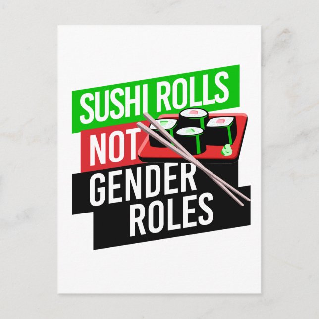 Postal El sushi no tiene roles de género (Anverso)
