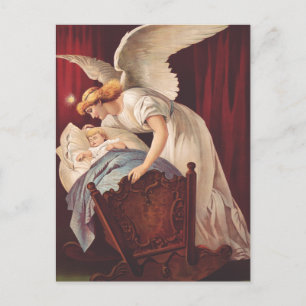 Postal El susurro de ángel cerca de la cuna