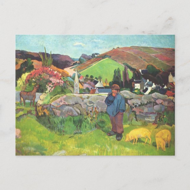 Postal El Swineherd - Paul Gauguin (Anverso)