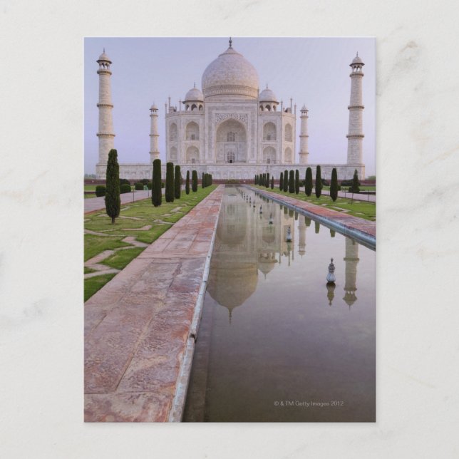 Postal El Taj Mahal perfectamente reflejado en la quiebra (Anverso)