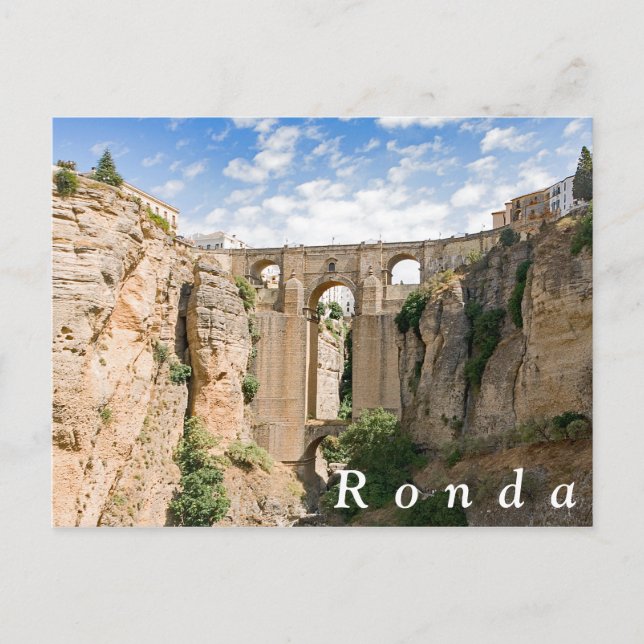 Postal "EL Tajo" de Ronda con el Puente Nuevo. (Anverso)