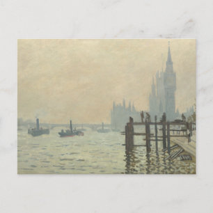 Postal El Támesis debajo de Westminster por Claude Monet