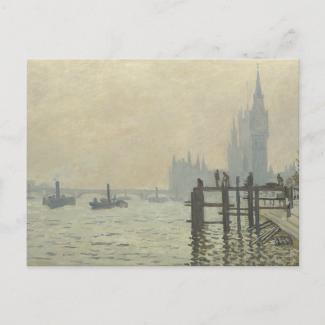 Postal El Támesis debajo de Westminster por Claude Monet (Anverso)