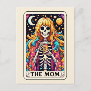 Postal El Tarot de la Mamá Café Esqueleto Hippie Madre