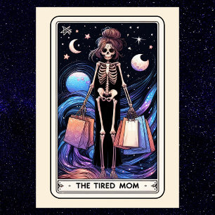 Postal El Tarot de la Mamá Cansada Esqueleto Divertido Co