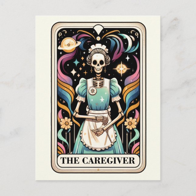 Postal El Tarot del Cuidador Enfermera Gótica Retro Esque (Anverso)