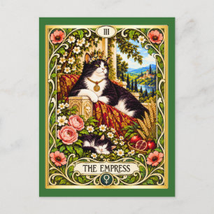 Postal El Tarot del Gato de La Emperatriz - Abundancia y
