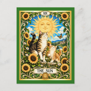 Postal El Tarot del Gato del Sol - Alegría y Abundancia