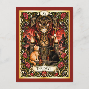 Postal El Tarot del Gato Diablo - Tentación y Sombra