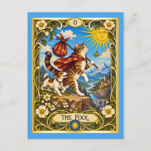 Postal El Tarot del Gato Loco: Un Viaje Comienza