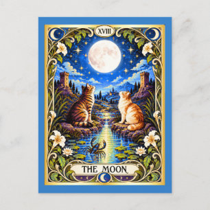 Postal El Tarot del Gato Lunar - Intuición y Misterio