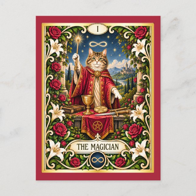 Postal El Tarot del Gato Mago - Poder y Potencial (Anverso)