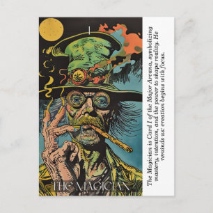 Postal El Tarot del Mago Retro Místico Arte de la Arcana